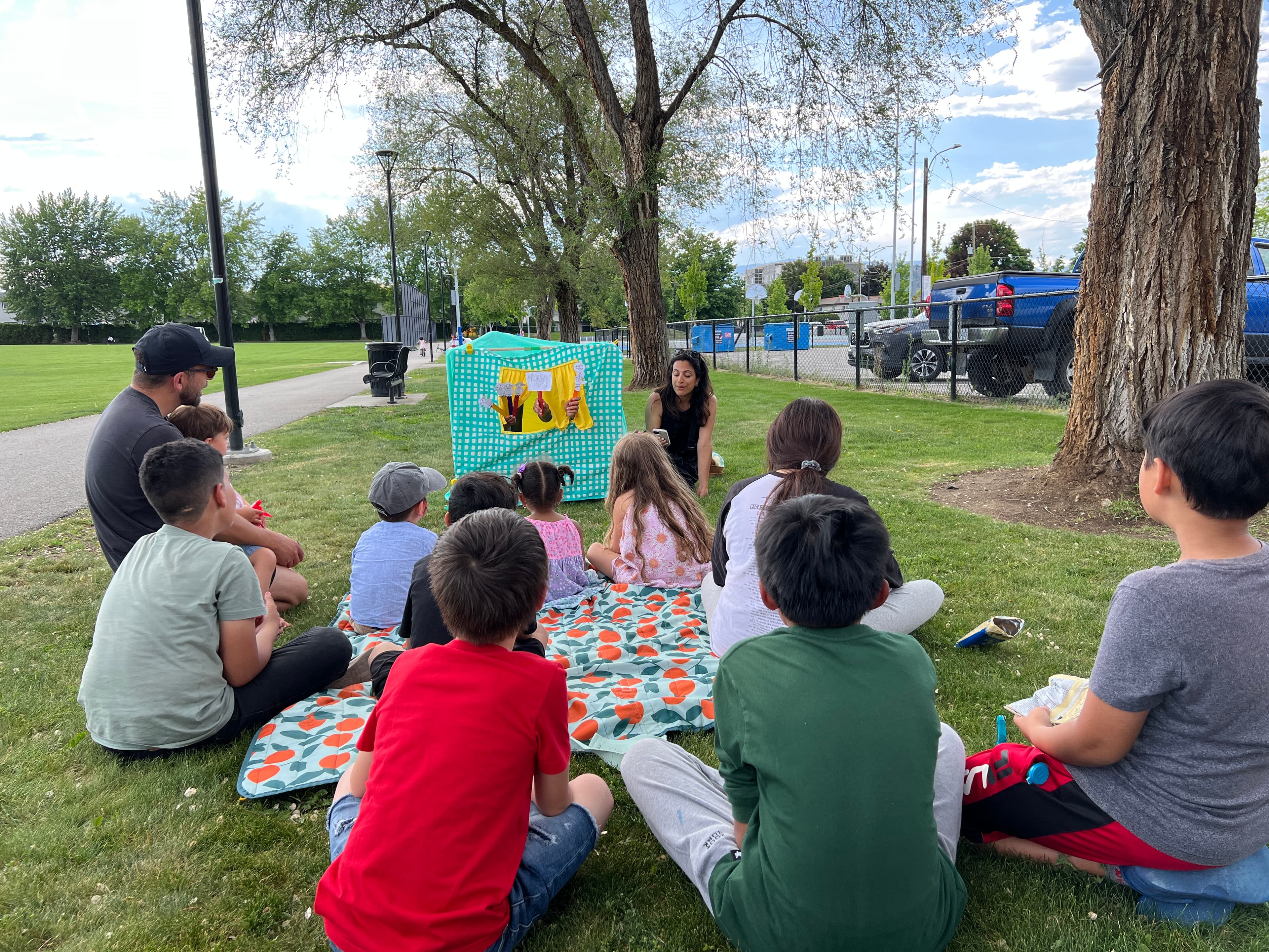 Children attending an outdoor class